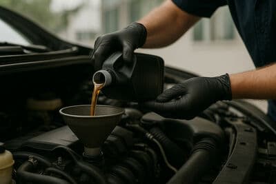 Oil Change - Mobile mechanic performing oil change service